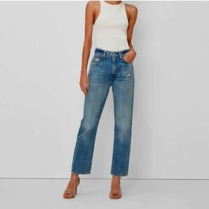 NWT 7 For All Mankind EASY SLIM CROPPED PALMA ROSA HIGH WAIST Distressed Denim